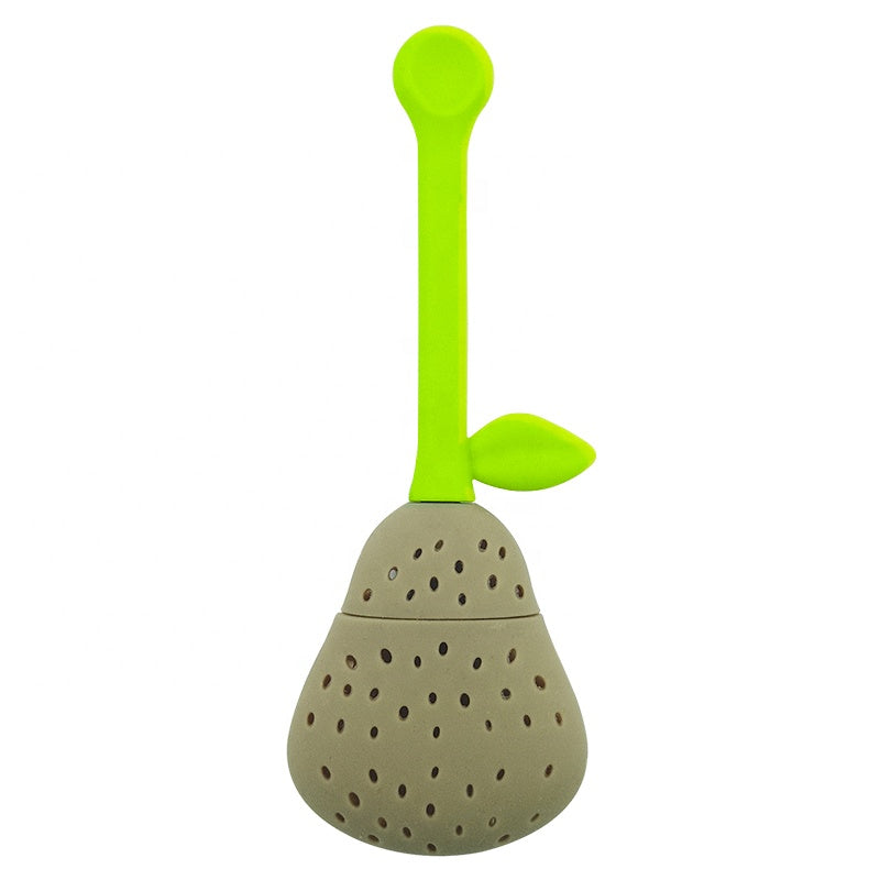 Low MOQ OEM Pear Shape Colorful Rubber Silicone Cute Tea Infuser