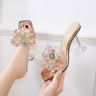 2021 New Design Flowers Princess Ladies Fancy Hills Shoes Women High Heels for Ladies Wedding Party