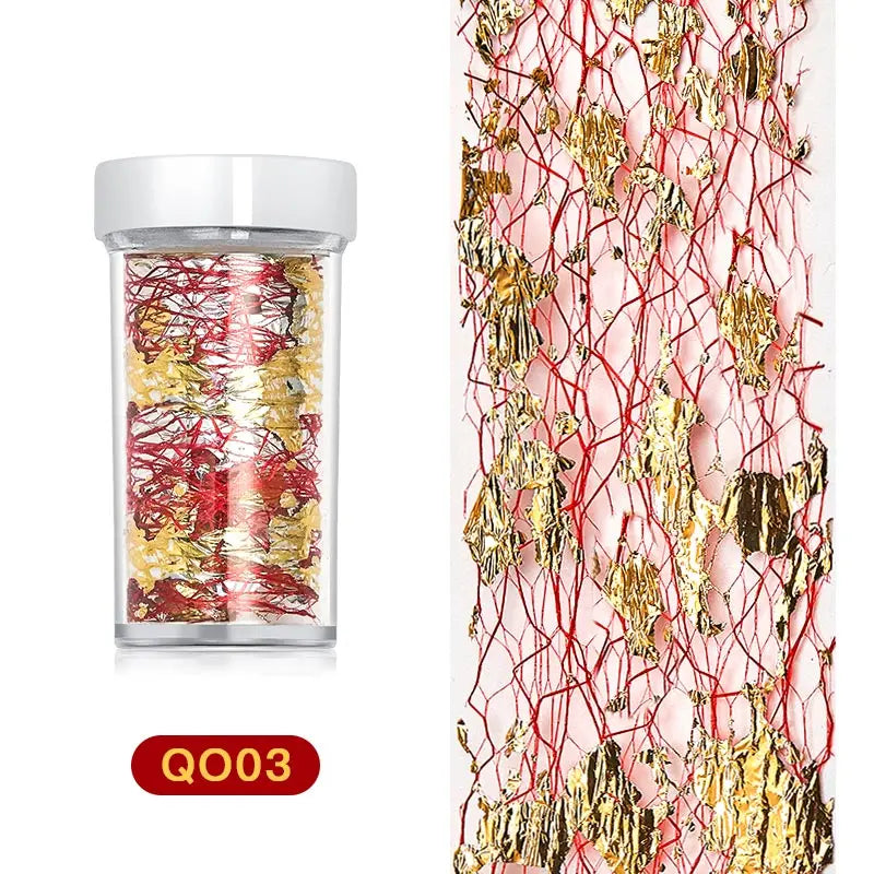Gold Aluminum Foils 3D Mesh Nail Stickers Stripe Line Nail Art Decal Wraps Slider Manicure DIY Nail Art Decoration Accesorios