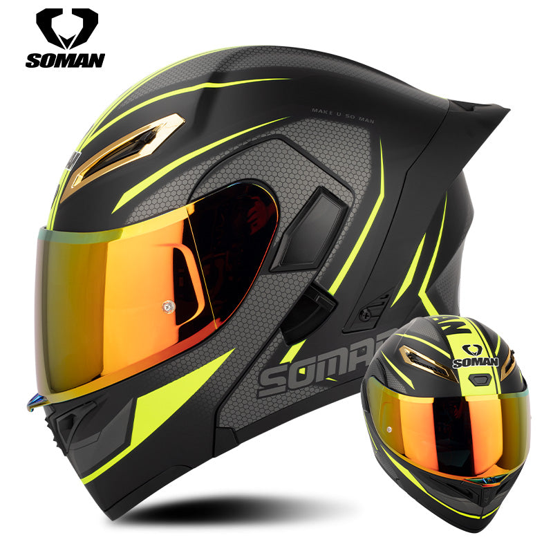 Dot Approved Double Sun Visor Flip Up Motorcycle Riding Helmets Open Face Motocross Racing Helmet Full Face Motorbike Helmet