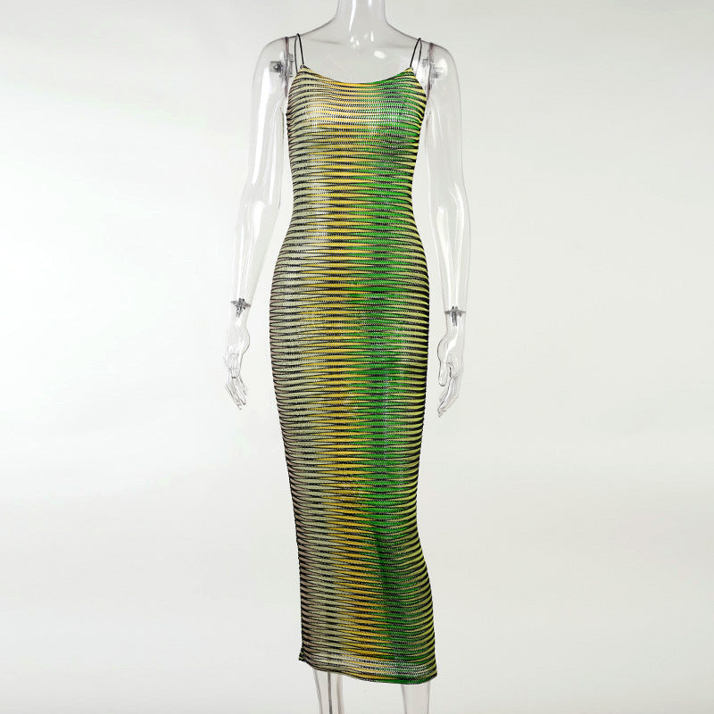 W-S492a 2021 See Through Maxi Dress Ladies Sexy Sleeveless Bodycon Long Dresses Women Vestidos