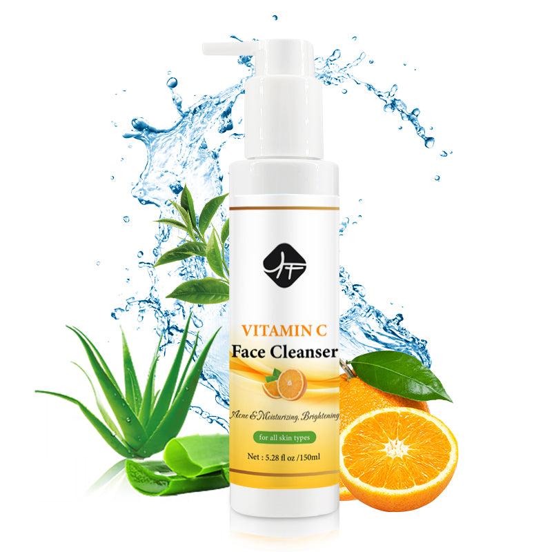 Private Label Lightening Organic Facial Cleanser Vitamin C Acne Face Wash With Aloe Vera Green Tea