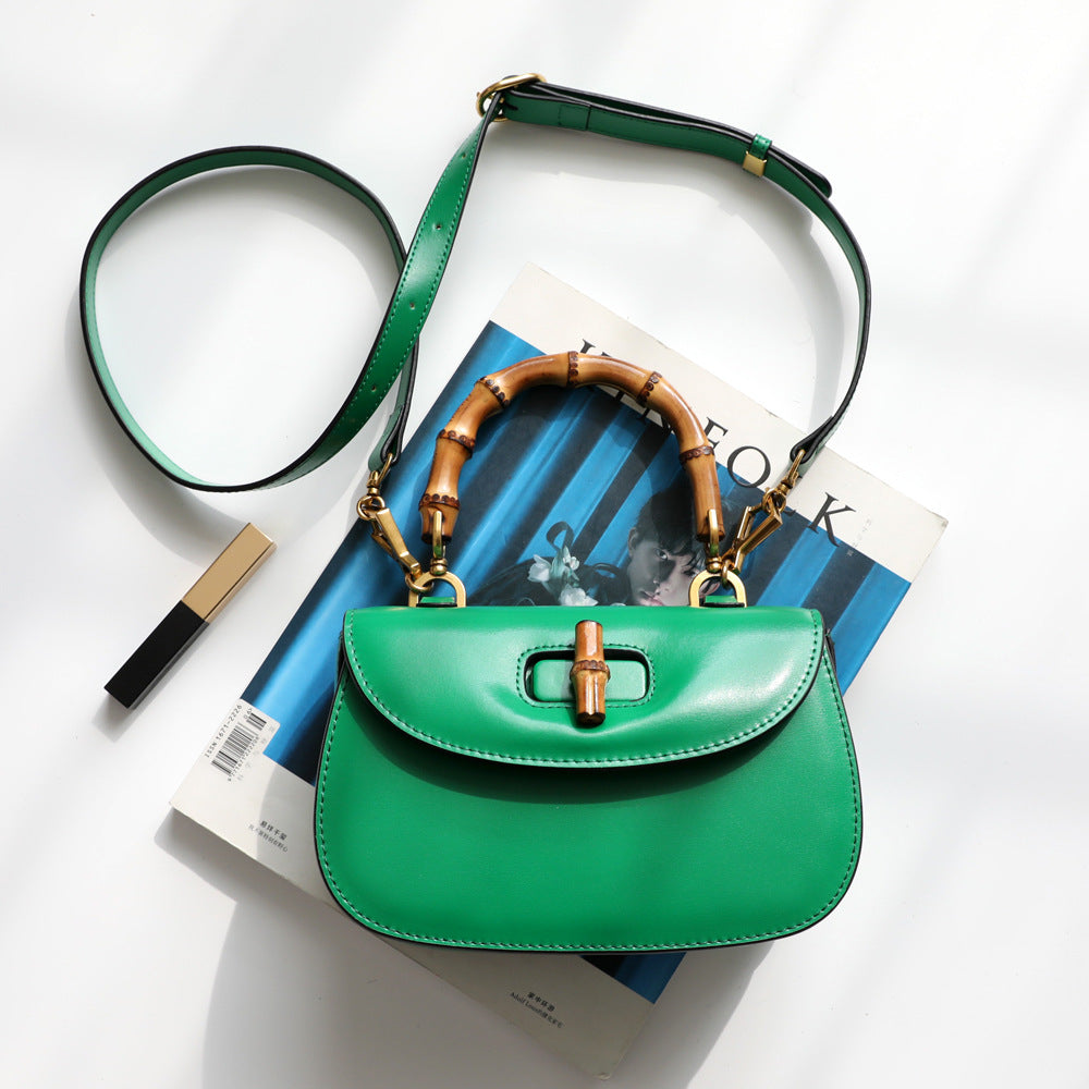 2022  Face Designer Ins Women Crossbody Bag Shoulder Messenger Bag Personality Bamboo Hand-Held Small Square Shape Leather Bag