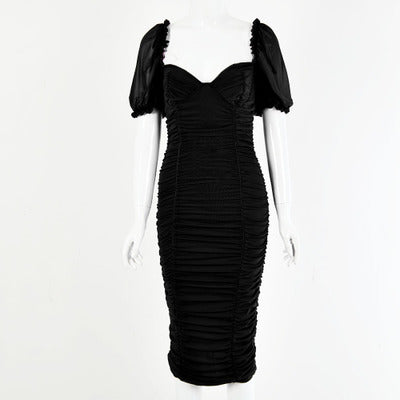 2022New Ruched v Neck Women Dress Night Party Dresses Back Slit Bodycon Summer Celebrity Runway Party Midi Dress Drop Shipping