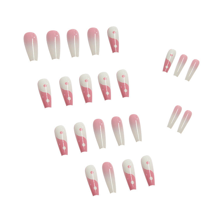 TKL New Style Tai Chi Design Pink Press on Nails Set Finger Full Cover Ballet Coffin False Nail