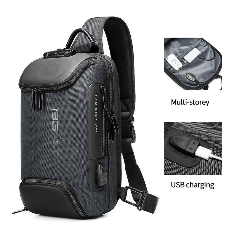 Factory New Design Usb Men Fashion Travel Waterproof Portable Men Shoulder Crossbody Sling Bag