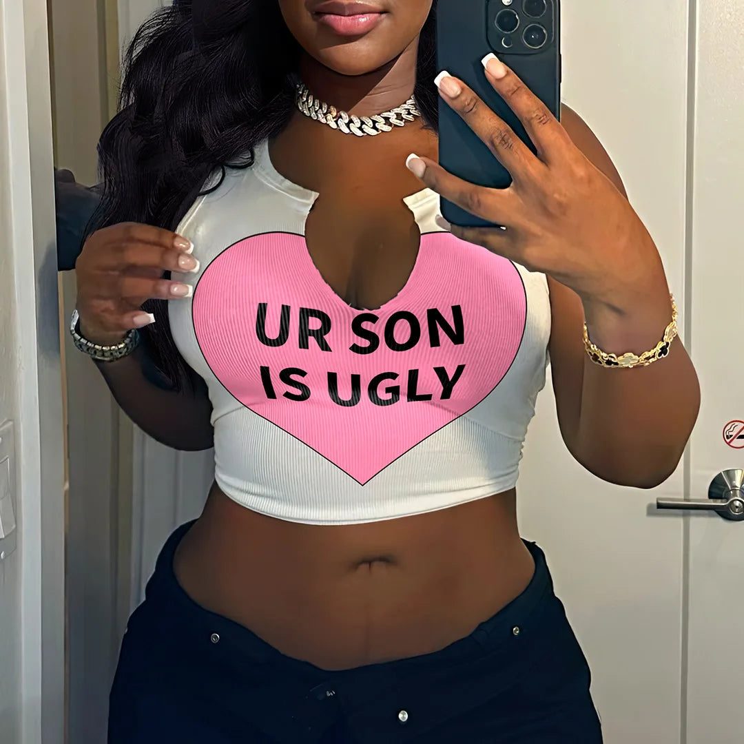 Women's T Shirts Girls Crop Tops Fashion Summer Clothing Sexy T- Shirt Letter Printed Tee Ladies Tank Tops for Girls