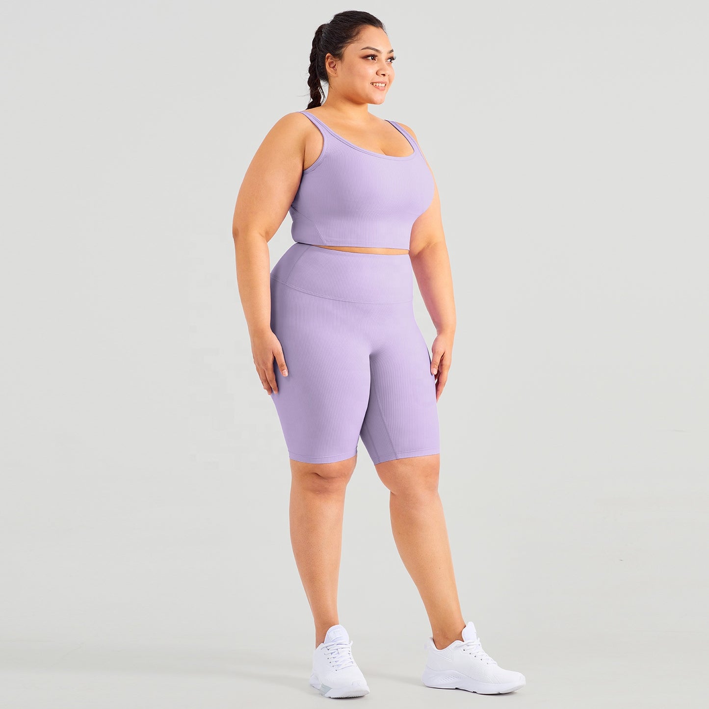 Latest Women Ribbed Gym Fitness Bra Shorts Sports Wear Workout Plus Size Yoga Sets