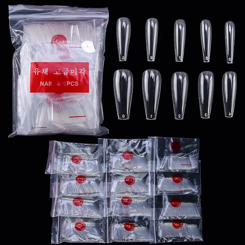 Long Coffin Stiletto Fake Nails ABS New Design Ballerina Nail Art Tips Clear/Natural Fake Nails Tips