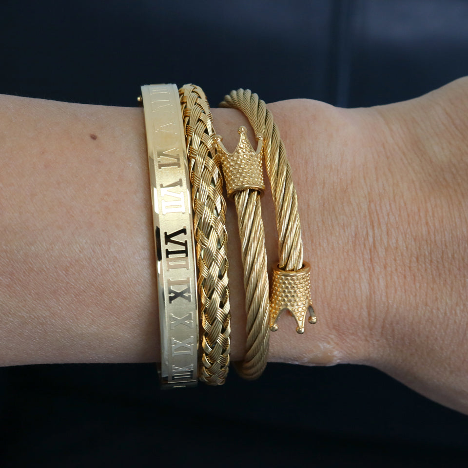Top Quality Luxury Royal Crown Bracelets & Bangles Fashion Stainless Steel Men' Jewelry Do Not Fade Jewellery Sets Bracelet Male