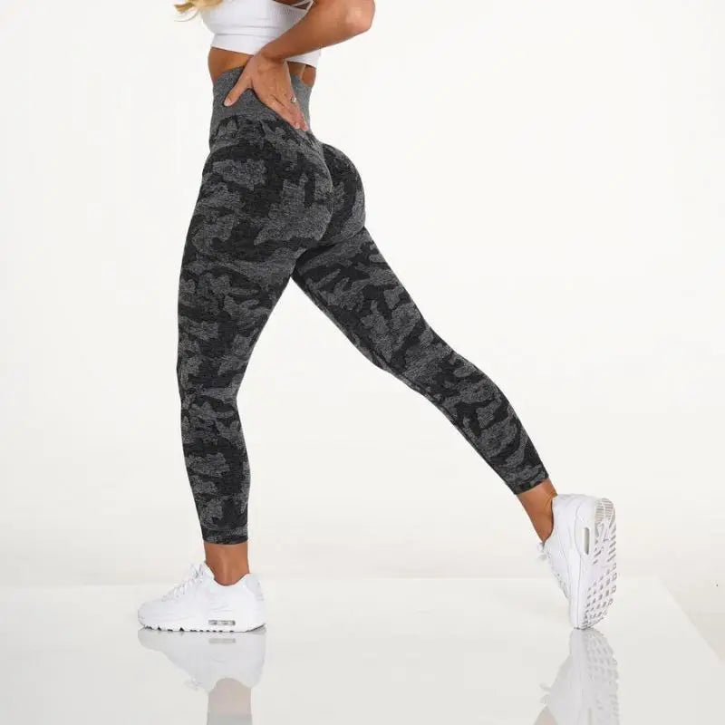 14 Color New Women Camouflage Jacquard Seamless High Waist Yoga Scrunch Butt Leggings
