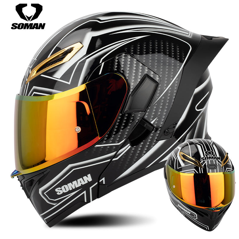 Dot Approved Double Sun Visor Flip Up Motorcycle Riding Helmets Open Face Motocross Racing Helmet Full Face Motorbike Helmet