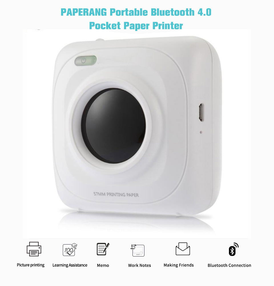 PAPERANG P1 Mini Pocket Printer BT Wireless Thermal Printer Portable Mobile Printer Compatible With Android iOS Windows Mac