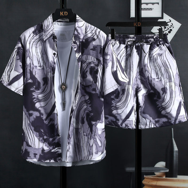 Beachwear Men Clothes Set Short Sleeve Floral Shirt Vacation Resort Hawaiian Shorts Two Piece Man Print Beach Men's Shirts Sets