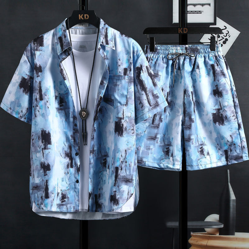 Beachwear Men Clothes Set Short Sleeve Floral Shirt Vacation Resort Hawaiian Shorts Two Piece Man Print Beach Men's Shirts Sets