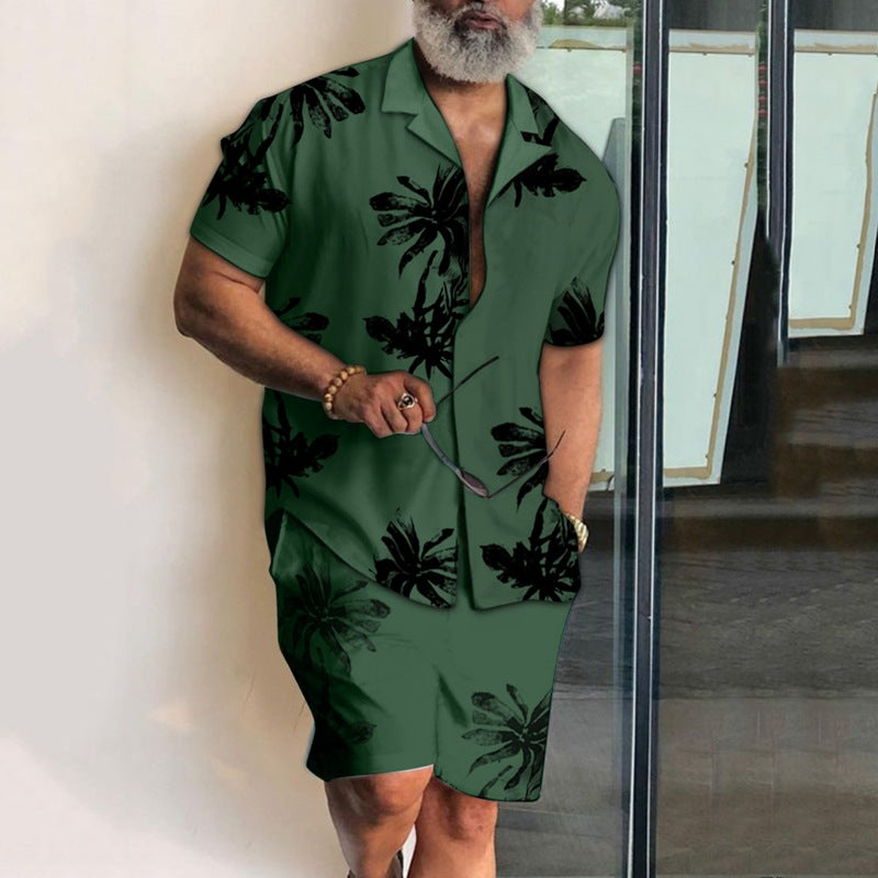Summer Man Clothes Hawaiian Resort Print Set Men's Shorts Shirt Casual Beach Short Sleeve Two Piece Sets Beach Men Shirts