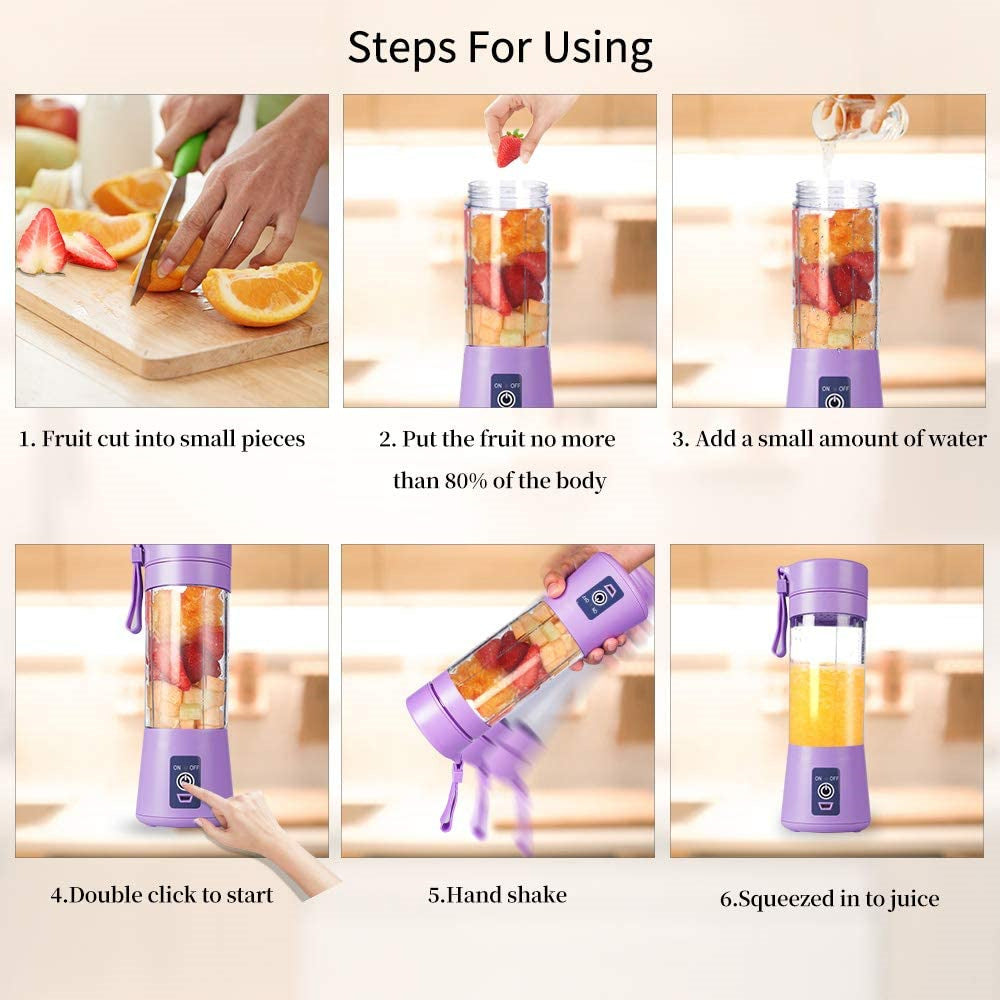 Personal Batidora Portatil Use Mini Blender Home USB 6 Blades Juicer Machine Rechargeable Fruit Juice Portable Blenders