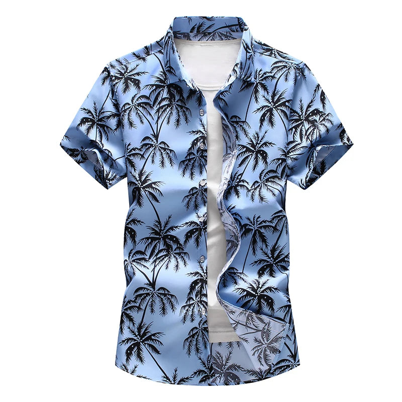 2023 New Fashion Casual Men's Shirt Short Sleeve Print Hawaii Shirt Men Summer New Design Mens Beach Shirts Men Flower Shirt 7XL