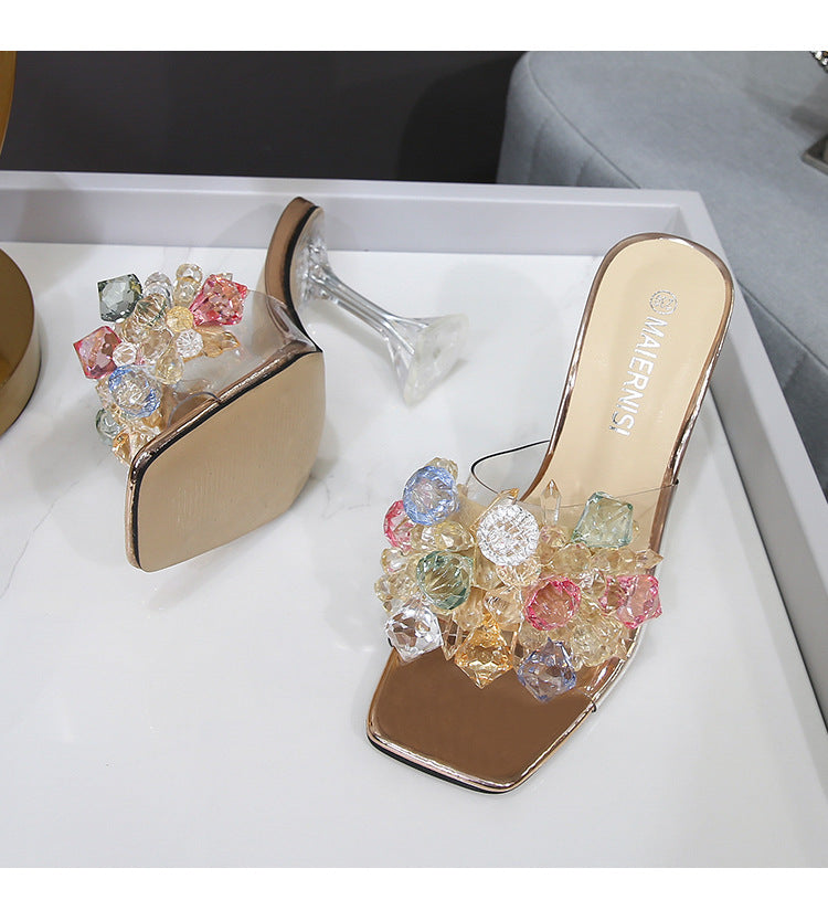 2021 New Design Flowers Princess Ladies Fancy Hills Shoes Women High Heels for Ladies Wedding Party