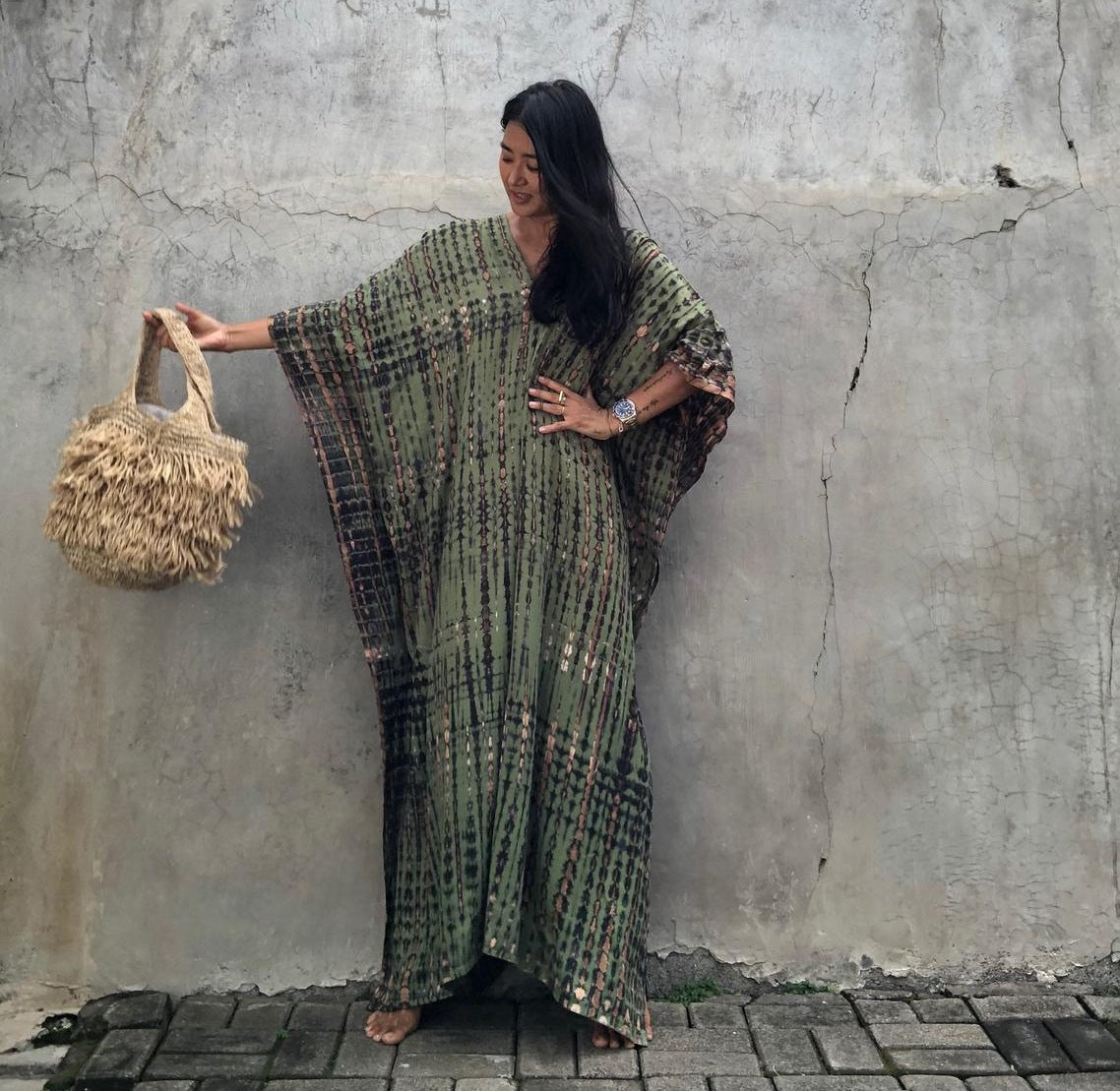 Wholesale Tie Dye Boho Kimono Beach Cover Up Cotton Sarong Beachwear Dress Ladies Kaftan