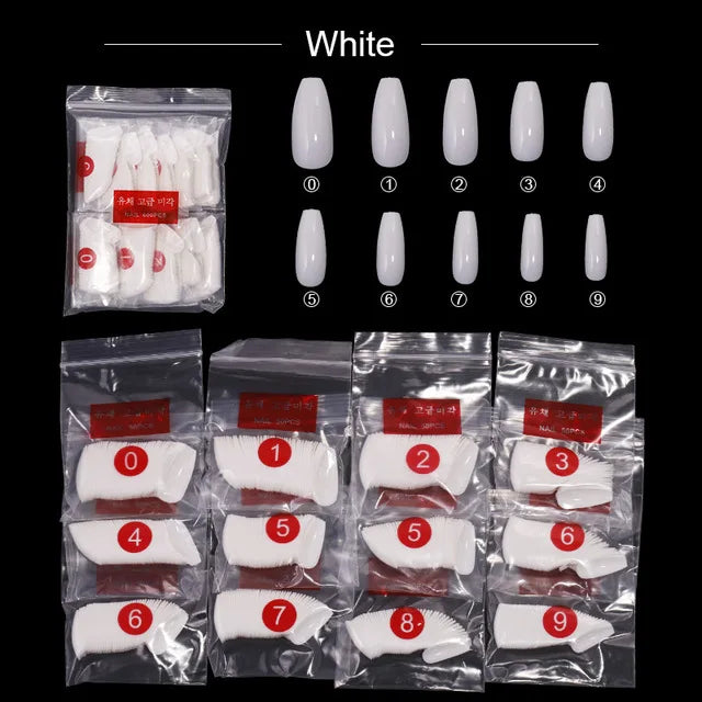 Long Coffin Stiletto Fake Nails ABS New Design Ballerina Nail Art Tips Clear/Natural Fake Nails Tips