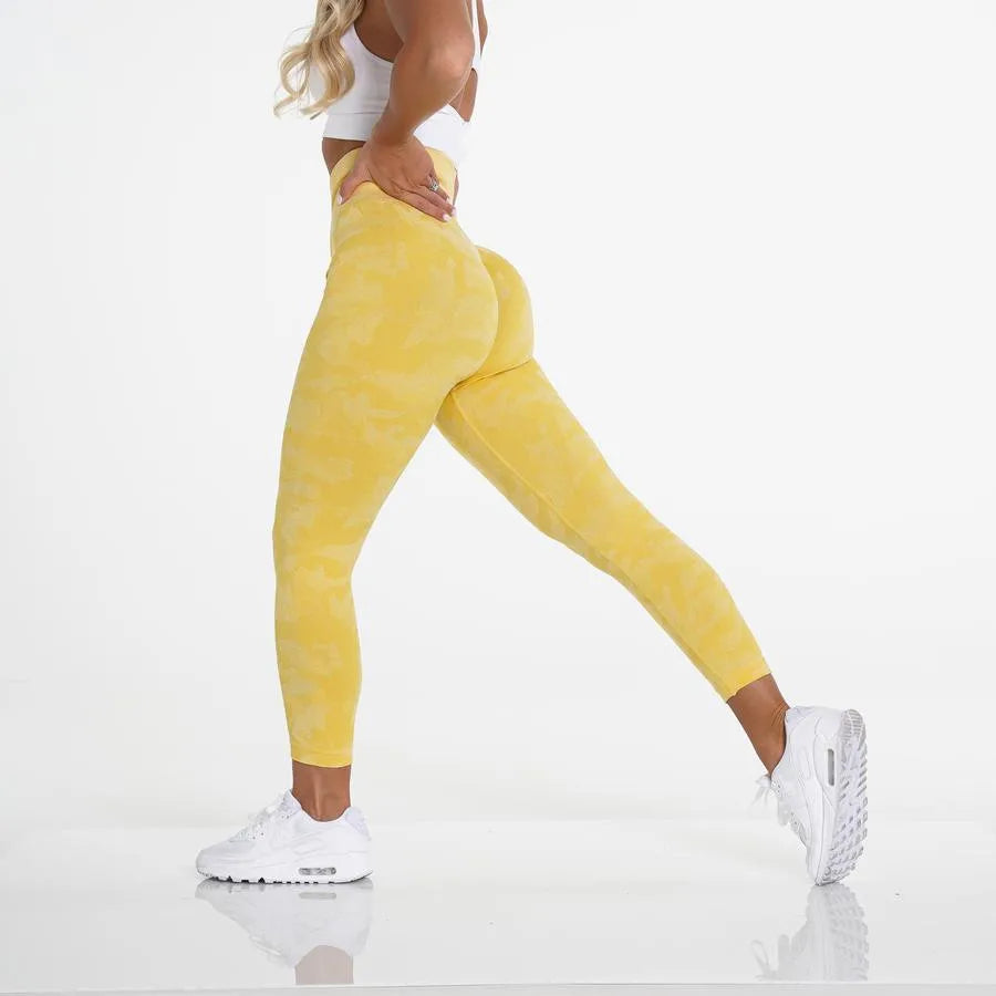 14 Color New Women Camouflage Jacquard Seamless High Waist Yoga Scrunch Butt Leggings