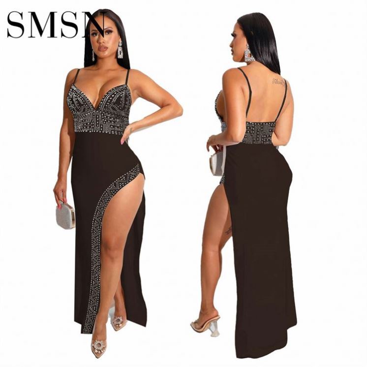 Cheap Casual Women Dress Trendy Sexy Slim Ironed Diamond Nightclub Dress