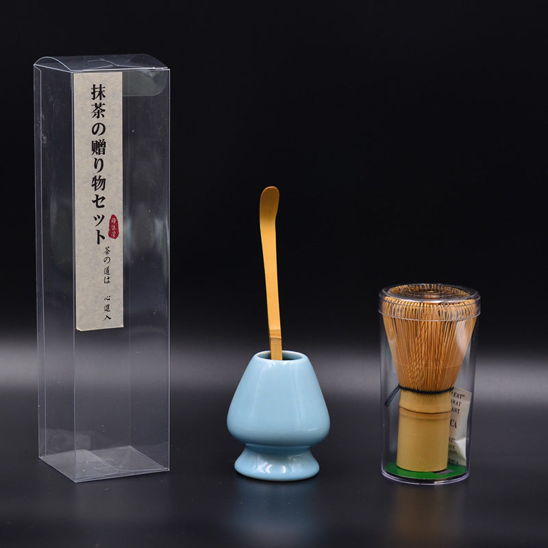 Custom Logo Japan Chasen 100 Pongs Stand Spoon Matcha Green Tea Powder Bamboo Matcha Whisk Set