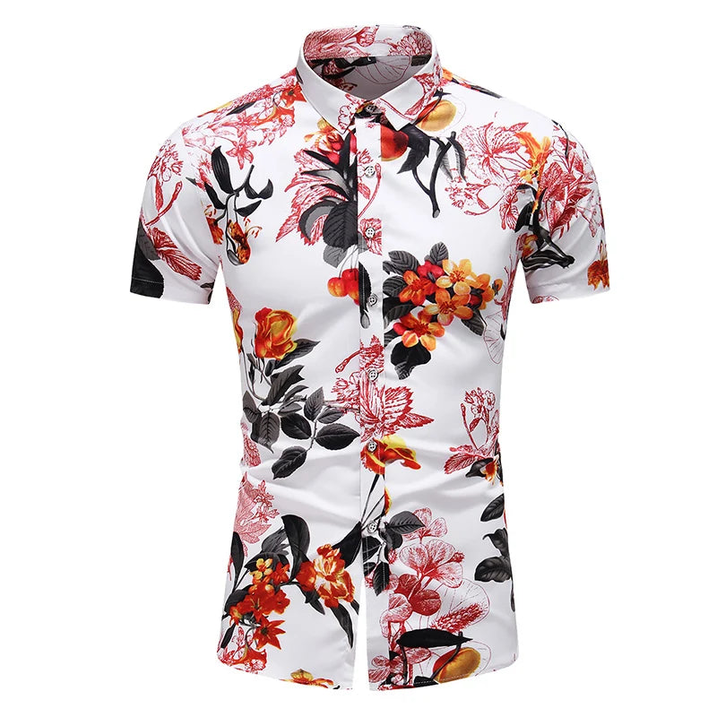 2023 New Fashion Casual Men's Shirt Short Sleeve Print Hawaii Shirt Men Summer New Design Mens Beach Shirts Men Flower Shirt 7XL