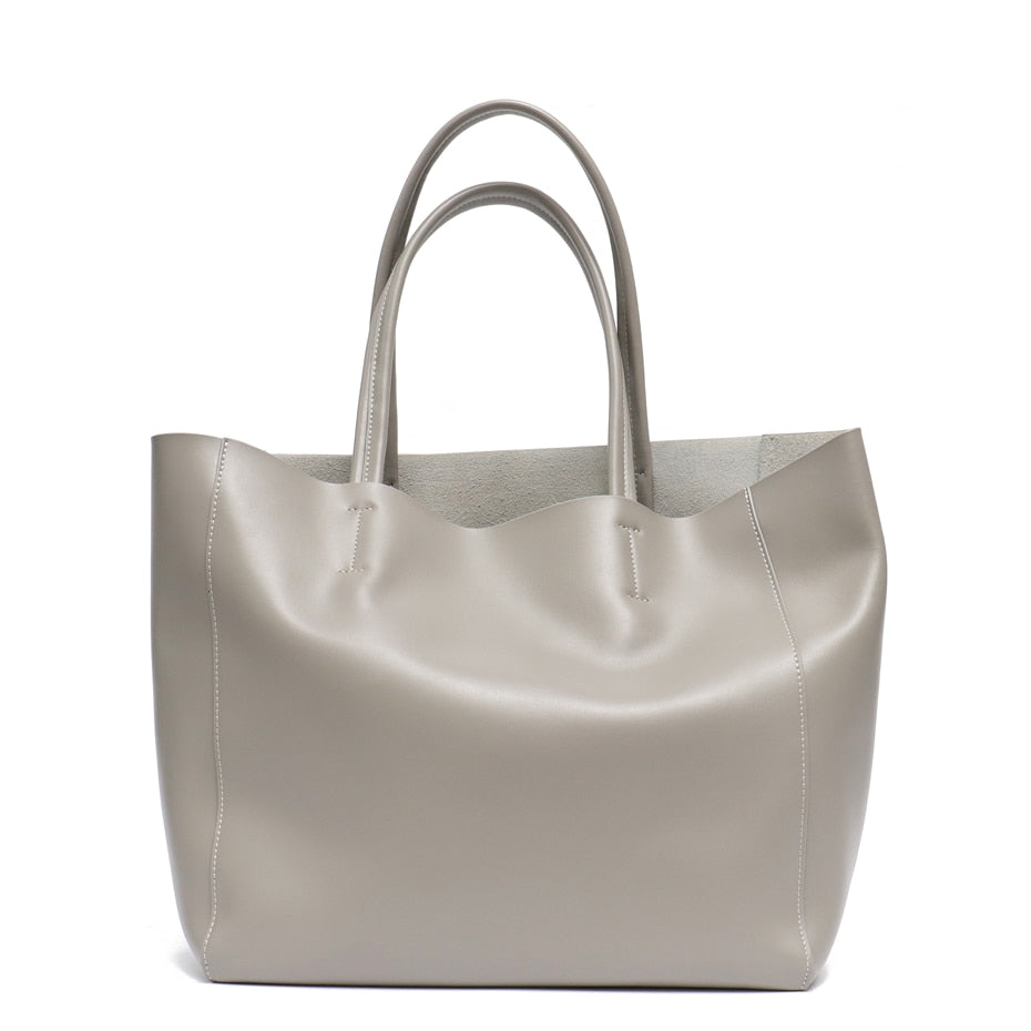 SC Luxury Brand Cow Leather Tote Bags Designer Cowhide Handbags Women Shoulder Bags Fashion Female Large Capacity Liner Bag