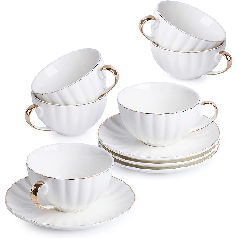 Coffee Cups and Saucers With Gold Trim Cappuccino Cups Ceramic Cup