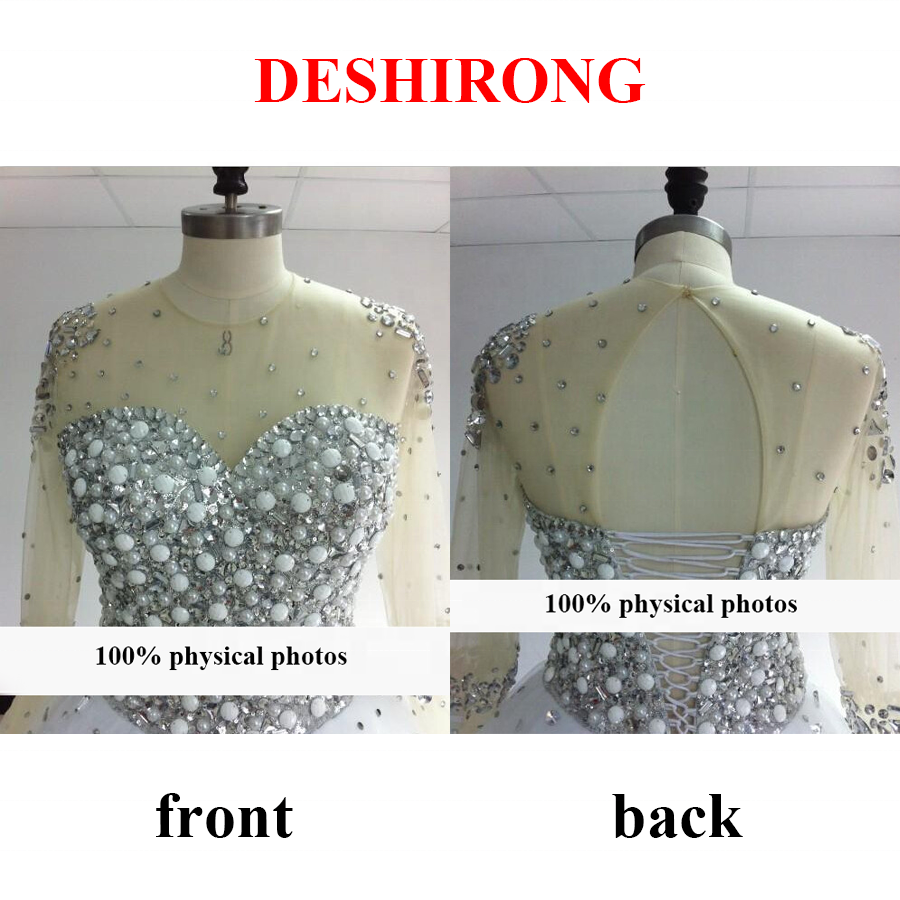 Sweetheart Pedreria Long Sleeved Lace Wedding Dress Long Sleeves Diamond Wedding Dress Sewing Beads Bridal Wedding Dress