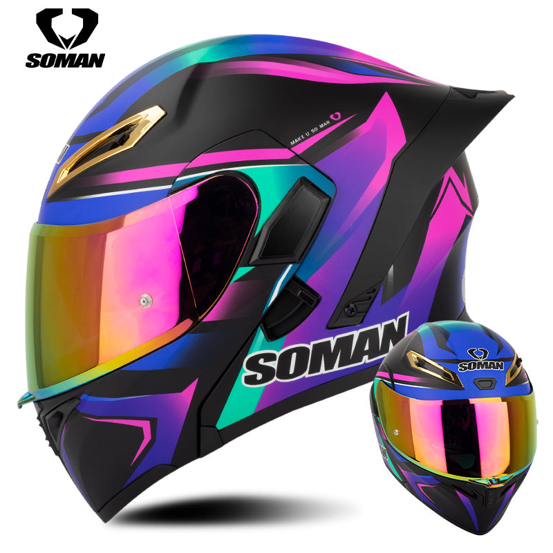 Dot Approved Double Sun Visor Flip Up Motorcycle Riding Helmets Open Face Motocross Racing Helmet Full Face Motorbike Helmet