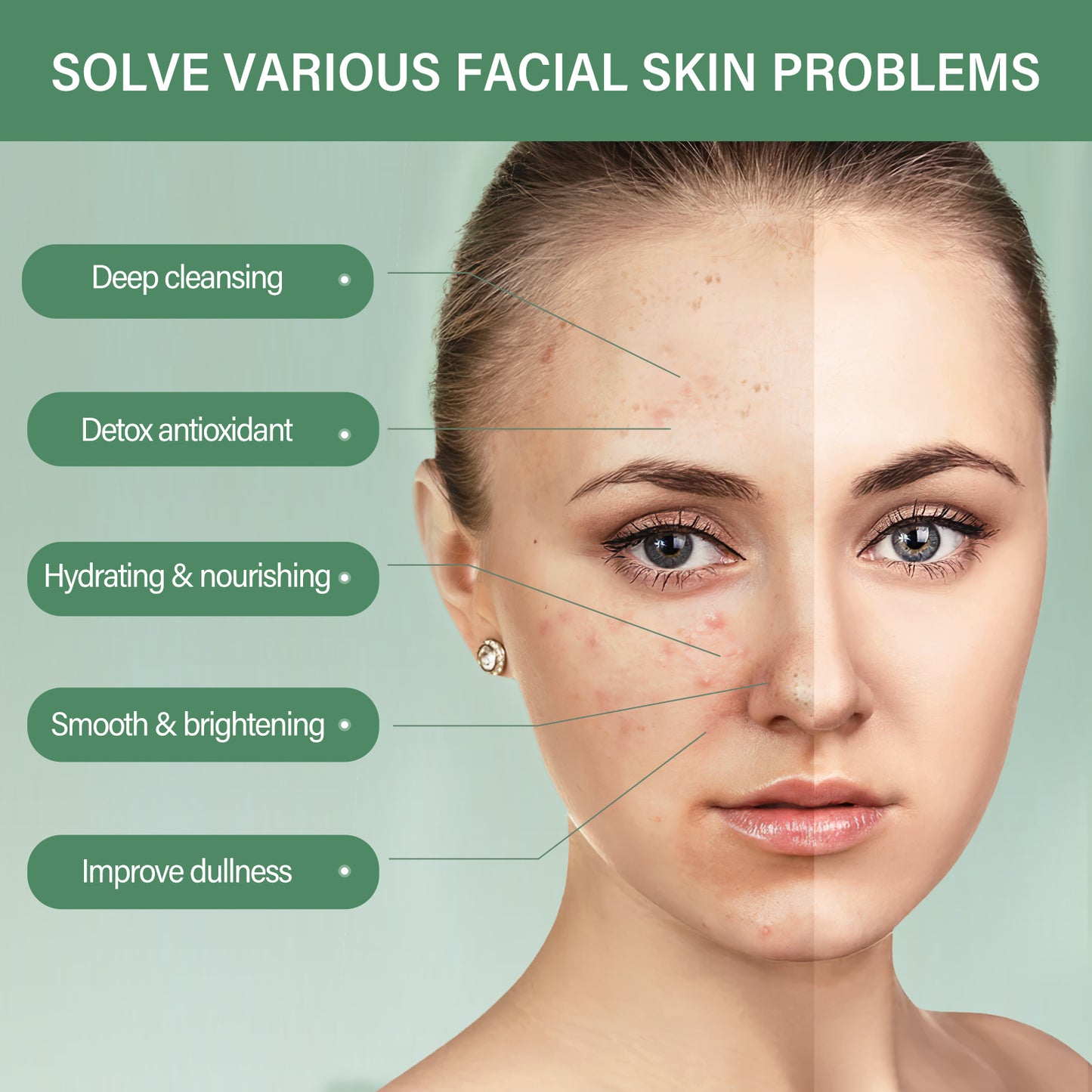 Own Brand Skin Repair and Acne Removing Organic Green Tea Facial Mask Mud Stick Customized Package Female Beauty Products 100pcs