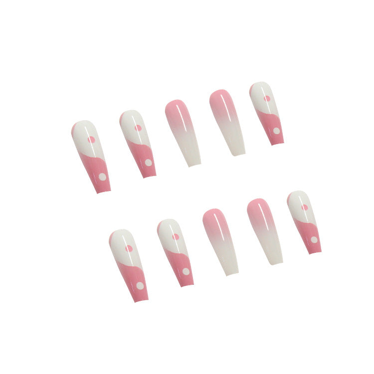TKL New Style Tai Chi Design Pink Press on Nails Set Finger Full Cover Ballet Coffin False Nail