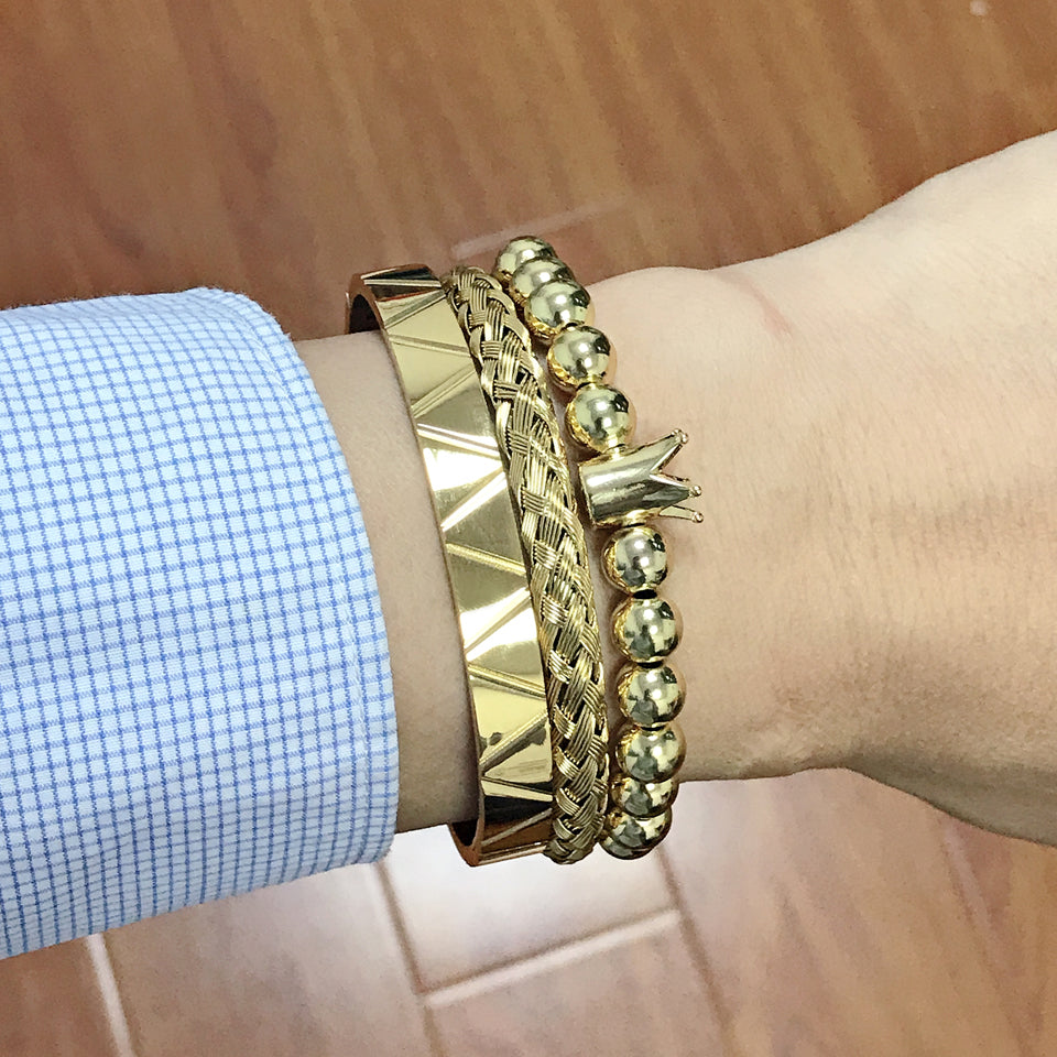 Top Quality Luxury Royal Crown Bracelets & Bangles Fashion Stainless Steel Men' Jewelry Do Not Fade Jewellery Sets Bracelet Male