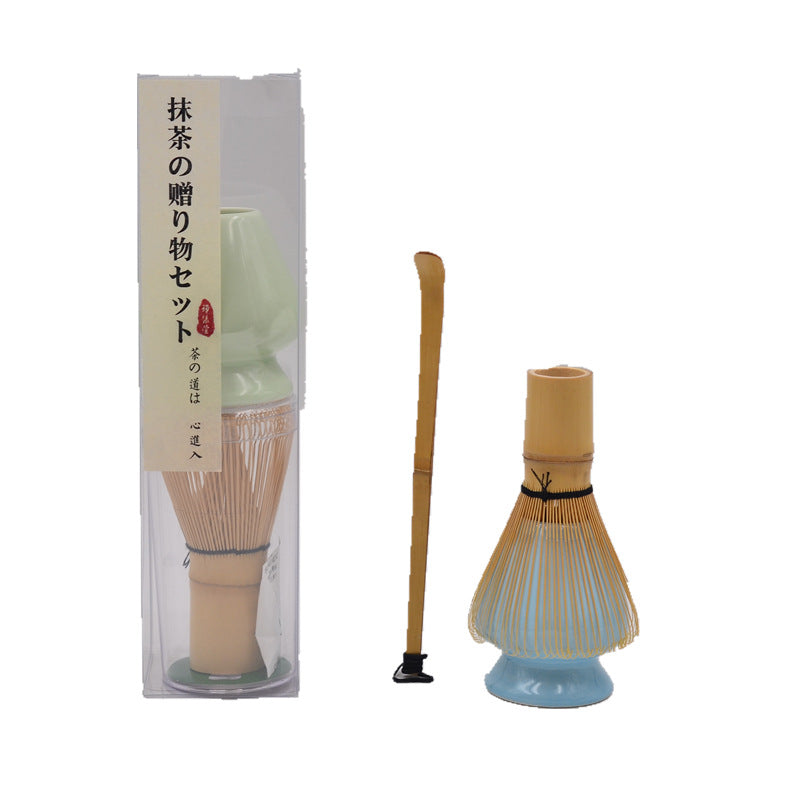 Custom Logo Japan Chasen 100 Pongs Stand Spoon Matcha Green Tea Powder Bamboo Matcha Whisk Set