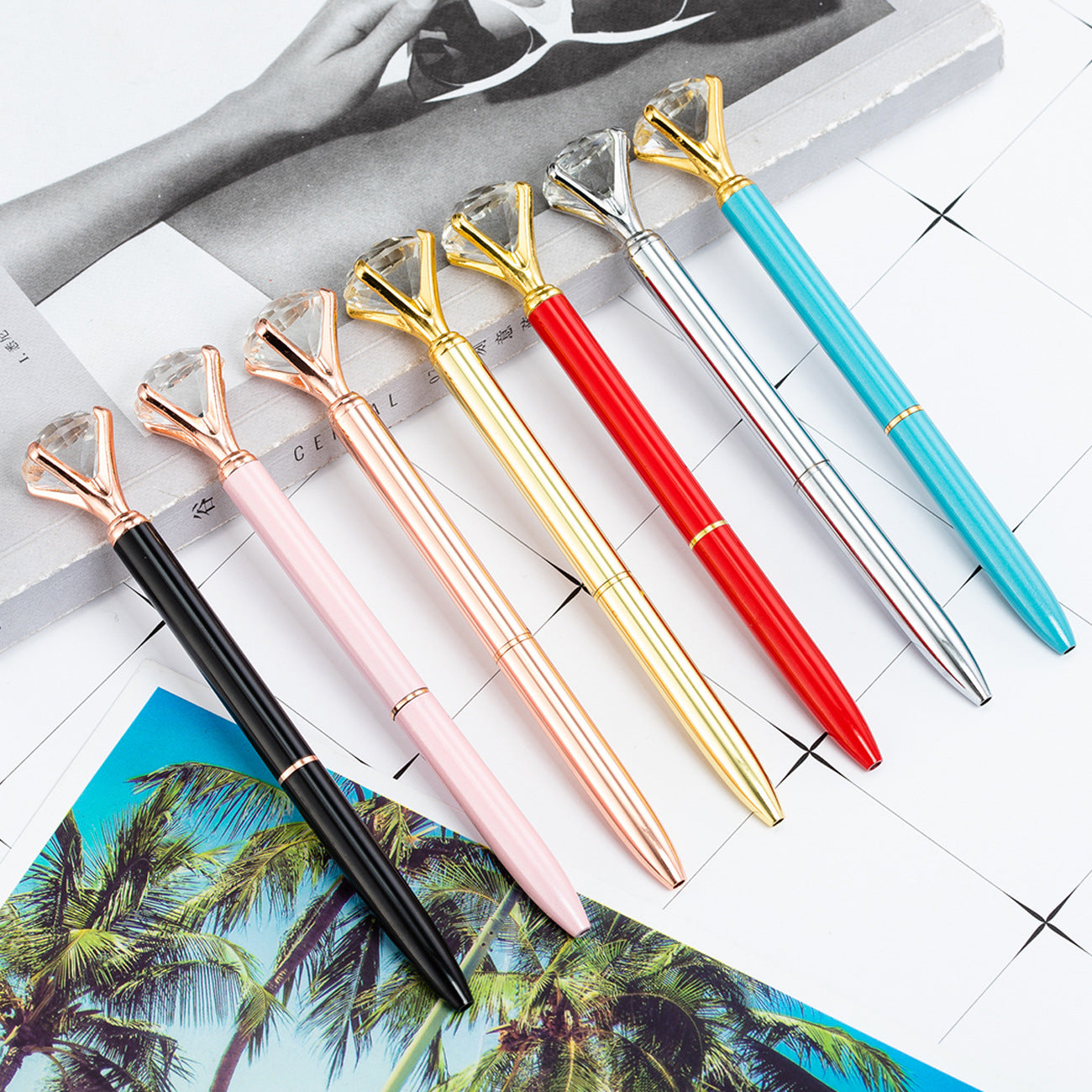 Hot Sell Stock Promotional Pen Personalized Ball Pen Diamond Crystal Metal Ballpoint Pen for Gift