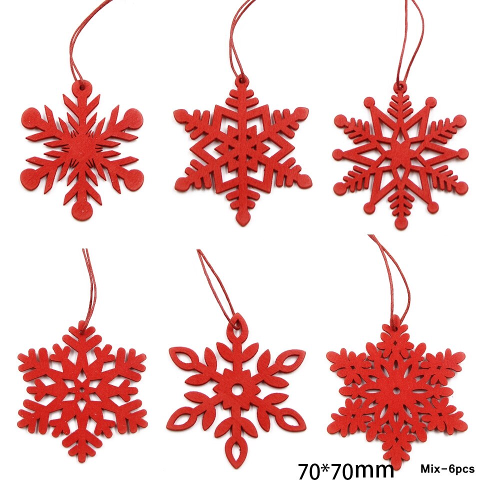 1SET Star Printed Wooden Pendant Ornaments Xmas Tree Ornament DIY Wood Crafts Kids Gift for Home Christmas Party Decoration