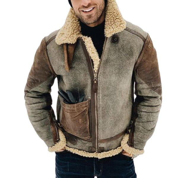 2021 High Quality Suede Faux Duffle Fur Aviator Jacket for Men Jackets Men's Korean Winter Fleece Jackets Men's