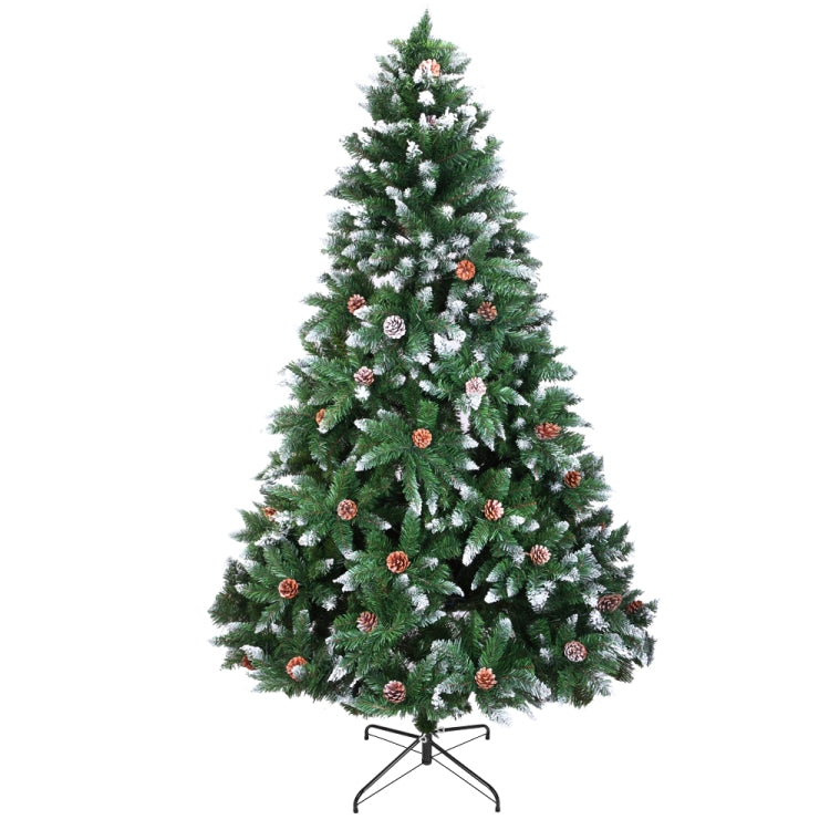 US Warehouse 6FT Indoor Outdoor Christmas Holiday Decoration Flocking Spray White Christmas Tree With 920 Branches & Pine Cones