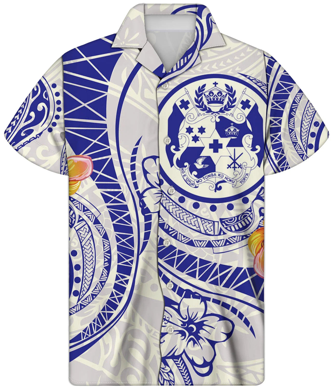 Fancy Gold Shirts for Men Polynesian Tribal Fabric Hawaiian Short Sleeve Shirt Men Summer Clothing for Men's Tropical Tops Shirt