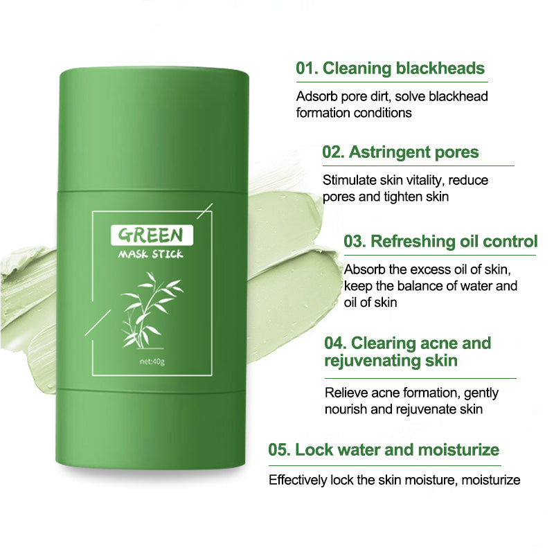 Amazon Hot Sale Clay Mask Stick Facial Skin Care Matcha Green Tea Purifying Stick Mask Facial Clay Mud Solid Green Tea Mask