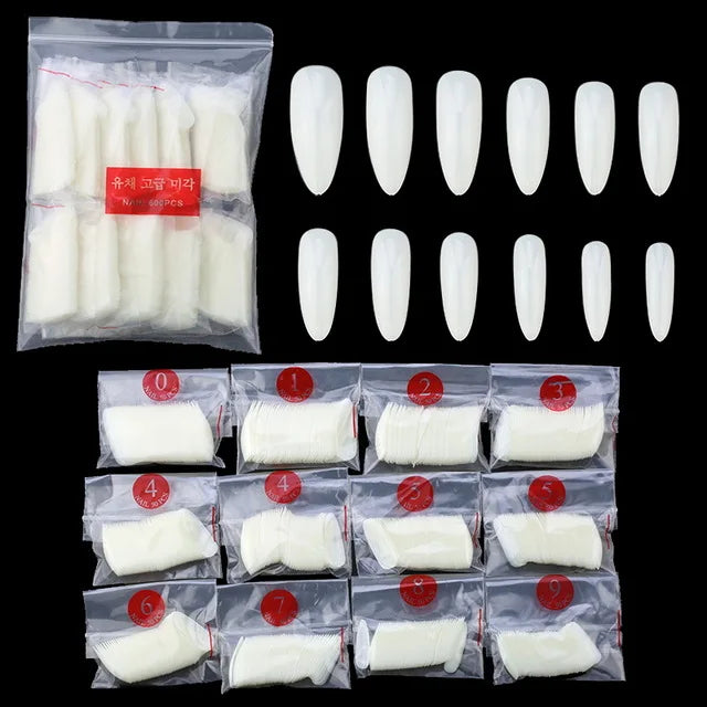 Long Coffin Stiletto Fake Nails ABS New Design Ballerina Nail Art Tips Clear/Natural Fake Nails Tips