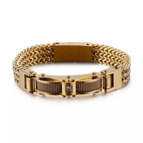 Luxury Gold Color Stainless Steel Link Chain Mesh Bracelets for Men Spulseiras Masculina Metal Male Charm Jewelry Accessory
