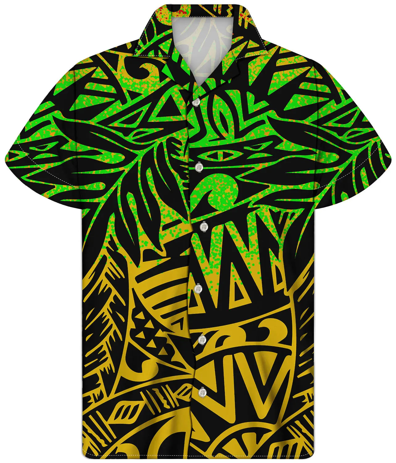 Fancy Gold Shirts for Men Polynesian Tribal Fabric Hawaiian Short Sleeve Shirt Men Summer Clothing for Men's Tropical Tops Shirt
