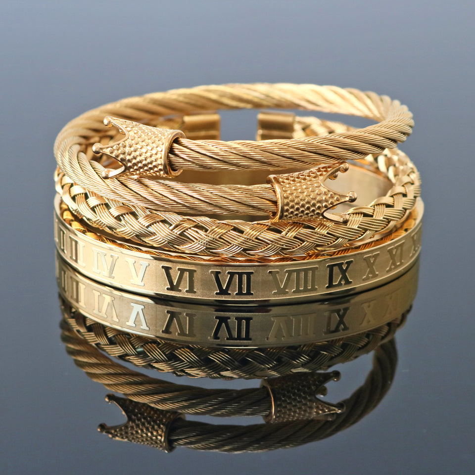 Top Quality Luxury Royal Crown Bracelets & Bangles Fashion Stainless Steel Men' Jewelry Do Not Fade Jewellery Sets Bracelet Male