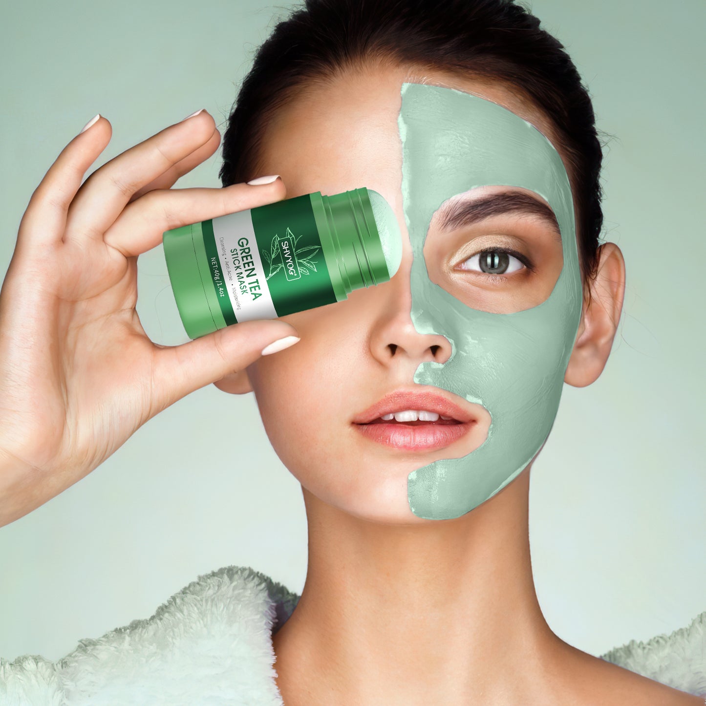 Own Brand Skin Repair and Acne Removing Organic Green Tea Facial Mask Mud Stick Customized Package Female Beauty Products 100pcs