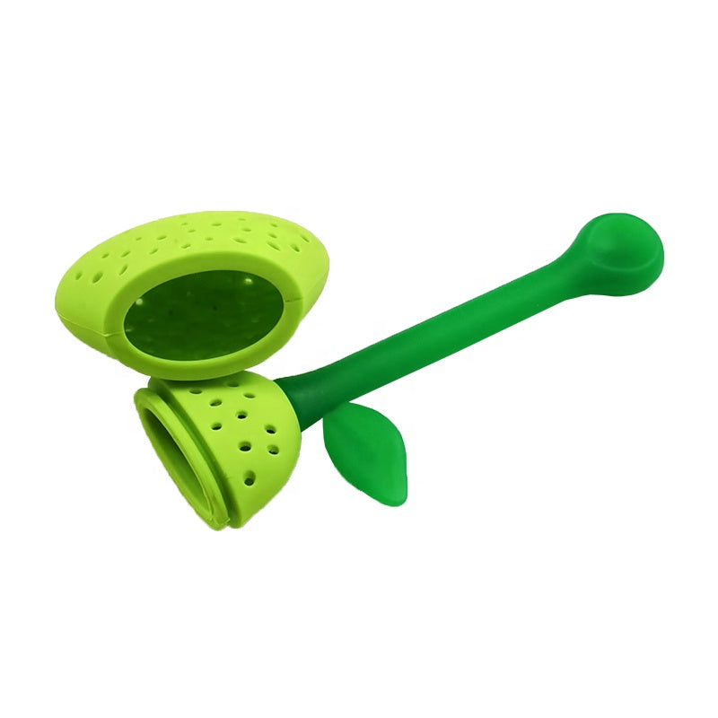 Low MOQ OEM Pear Shape Colorful Rubber Silicone Cute Tea Infuser