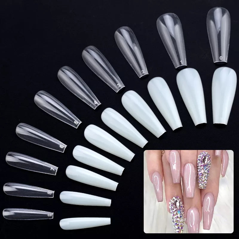 Long Coffin Stiletto Fake Nails ABS New Design Ballerina Nail Art Tips Clear/Natural Fake Nails Tips